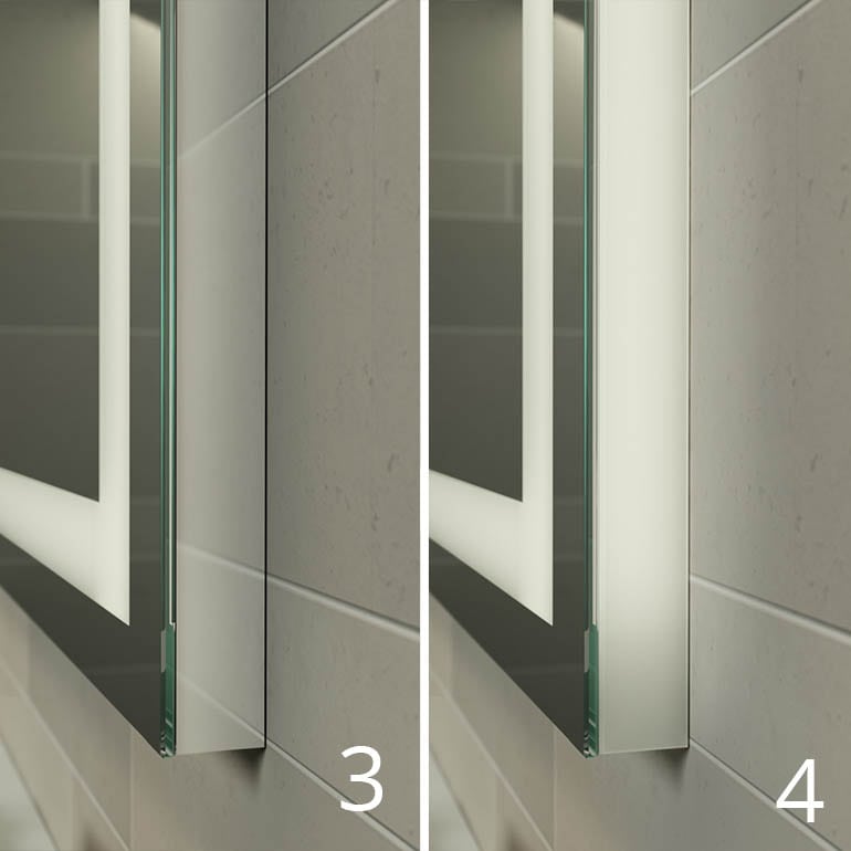 Seitenblende aus Alu Chrom-Optik glänzend poliert und lichtdurchlässige Seitenblende aus Kunststoff
