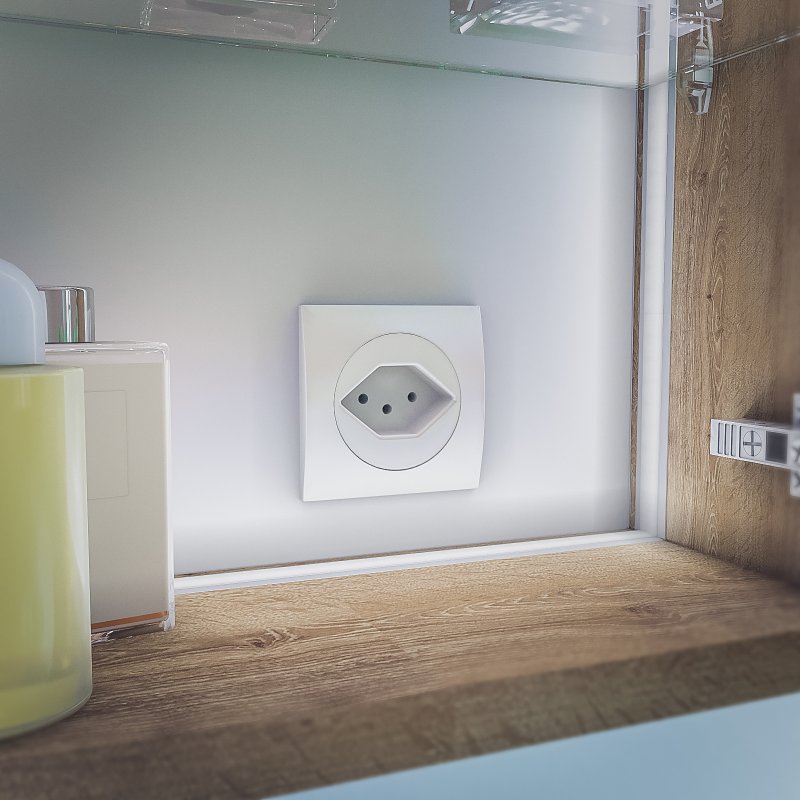 Badezimmer Spiegelschrank mit Steckdose und Lichtschalter Steckdose im Spiegelschrank