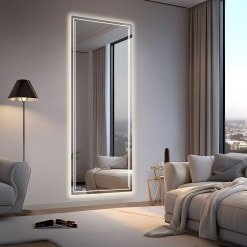 Designer Wandspiegel mit Licht Wohnzimmer MARIE Designer Wandspiegel mit Licht Wohnzimmer MARIE