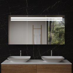 Aluminium Bad Spiegelschrank mit LED - Leine/Weiß