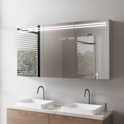 Aluminium Bad Spiegelschrank mit LED - Leine