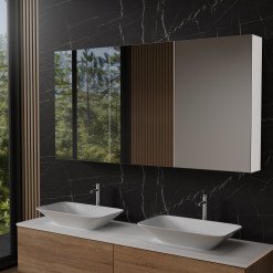 Badspiegelschrank aus Aluminium - Weser/Weiß