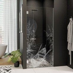 Dusche Glas Nischentür mit Motiv BOOT IM SCHILF 101