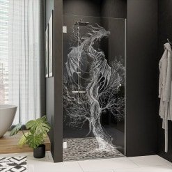 Dusche Glastür nach Maß mit Dekor DRACHE 101