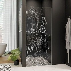 Dusche Glastür nach Maß mit Motiv BLUMEN 1/101