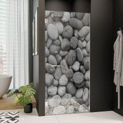 Dusche Glastür nach Maß mit Motiv STEINE 101