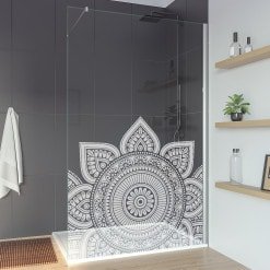 Duschglaswand Sondermaß mit Motiv MANDALA 1 Duschglaswand Sondermaß mit Motiv MANDALA 1