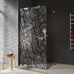 Duschkabine Glas Eckeinstieg mit Motiv SPA 1/209