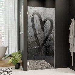 Duschkabinentür Echtglas mit Motiv HERZ 101