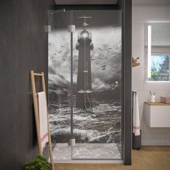 Duschtür aus Glas Laser-Design LEUCHTTURM 2/104