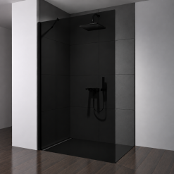 Duschwand nach Maß Planibel® Dark Grey mit schwarzem Profil (T)