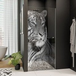 Echtglas Duschtür mit Motiv TIGER 101