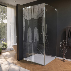 Glas Duschkabine Tür seitlich mit Motiv BROOKLYN BRIDGE 210