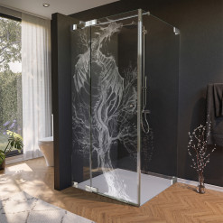 Glas Duschkabine Tür seitlich mit Motiv DRACHE 210