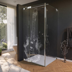 Glas Duschkabine Tür seitlich mit Motiv GITARRE 210