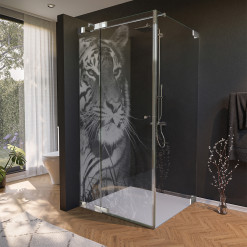 Glas Duschkabine Tür seitlich mit Motiv TIGER 210