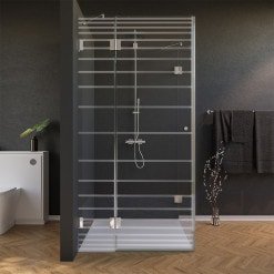 Glas Duschkabine mit Streifen, Tür seitlich FORRADO 1/210