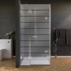 Glas Duschkabine mit Streifen satiniert, Tür seitlich AREA 4/210
