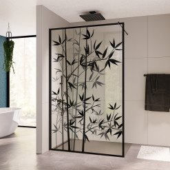 Glas Duschwand auf Maß mit Druck BAMBOO 4