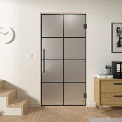 Glas-Pendeltür Industrielook schwarz FRAME 2 Satinato
