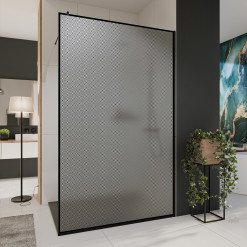 Glastrennwand Dusche Satinatoglas mit schwarzem Print FRAME SQUARES 5