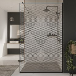 Glastrennwand Dusche mit Farbdruck FRAME ACACIA