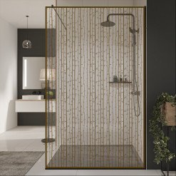 Glastrennwand Dusche mit Farbdruck FRAME BAMBOO 3