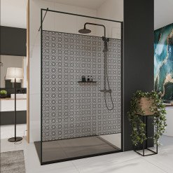 Glastrennwand Dusche mit Farbdruck FRAME BLOSSOM 2