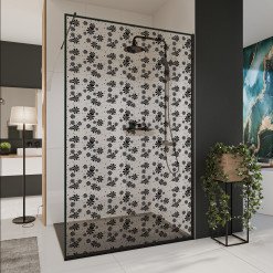 Glastrennwand Dusche mit Farbdruck FRAME BLUMEN 2