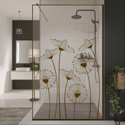 Glastrennwand Dusche mit Farbdruck FRAME DANDELION