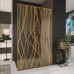 Glastrennwand Dusche mit Farbdruck FRAME FLORA 1