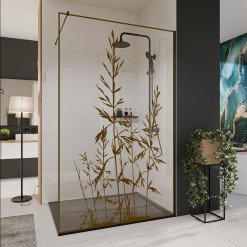 Glastrennwand Dusche mit Farbdruck FRAME GRÄSER