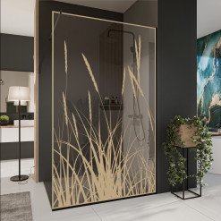 Glastrennwand Dusche mit Farbdruck FRAME KORNFELD