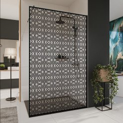 Glastrennwand Dusche mit Farbdruck FRAME MEMPHIS 2