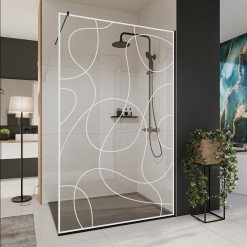 Glastrennwand Dusche mit Farbdruck FRAME SCRIBBLE