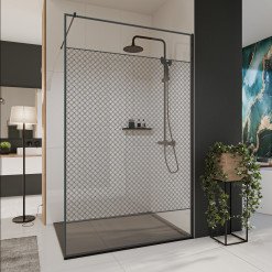 Glastrennwand Dusche mit Farbdruck FRAME SQUARES 3