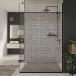 Glastrennwand Dusche mit Farbdruck FRAME SQUARES