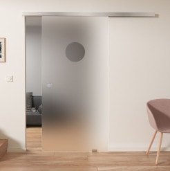 Glastür Schiebetür Milchglas satiniert DOT 7/IS