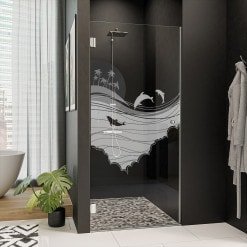 Glastür für die Dusche mit Motiv MEER 2/101