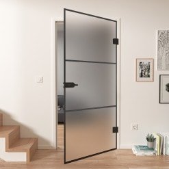Glastür nach Maß Industrial Design schwarz FRAME 1 Satinato