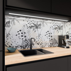 Küchenrückwand ESG Glas 6mm mit keramischen Farbdruck PALMEN 1