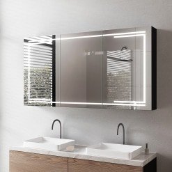 LED Spiegelschrank aus schwarzem Alu - Kocher/Schwarz