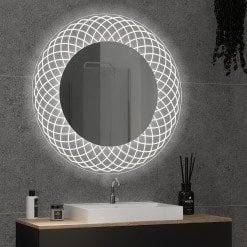 Runder LED Spiegel mit Glas-Rahmen Lisandra 1