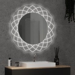 Runder LED Spiegel mit Glas-Rahmen Lisandra 2