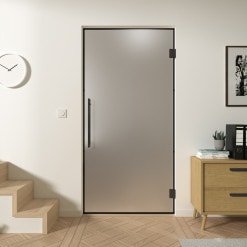 Satinierte Glaspendeltür mit schwarzem Rahmen FRAME 3 Satinato