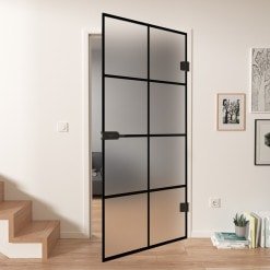 Satinierte Glastür Industrielook schwarz FRAME 2 Satinato
