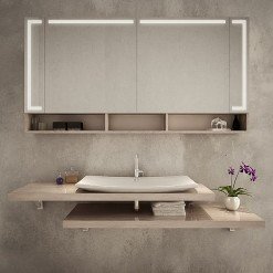 Spiegelschrank mit LED Beleuchtung, offene Fächer - MIAMI Spiegelschrank mit LED Beleuchtung, offene Fächer - MIAMI
