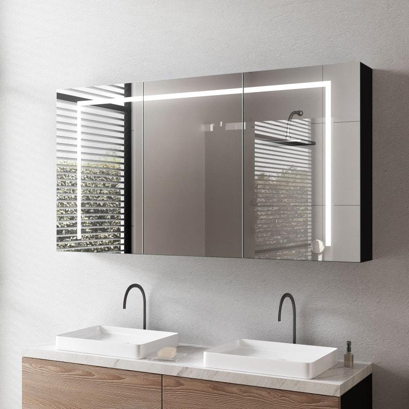 Schwarzer Aluminium Spiegelschrank mit Licht - Ems/Schwarz