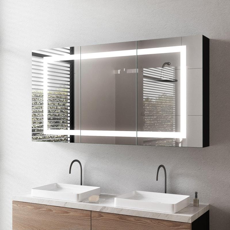 LED Badschrank aus schwarzem Aluminium mit Spiegel - Havel/Schwarz