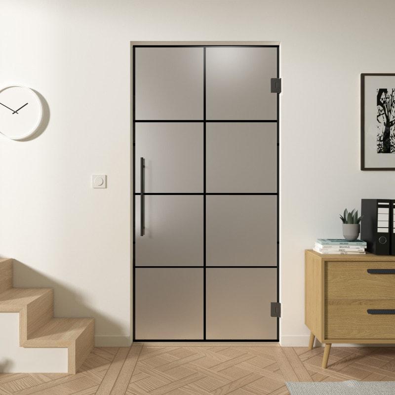 Glas-Pendeltür Industrielook schwarz FRAME 2 Satinato